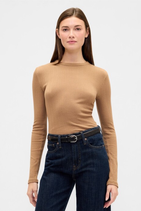 Remera Rib Mujer Kola Nut