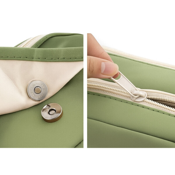 Cartuchera Organizador Escolar Grande Triple Cierre Bolsillo Color Verde