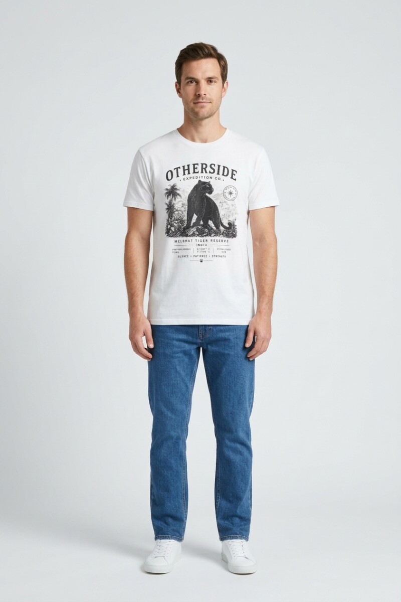 Camiseta estampada Pantera BLANCO