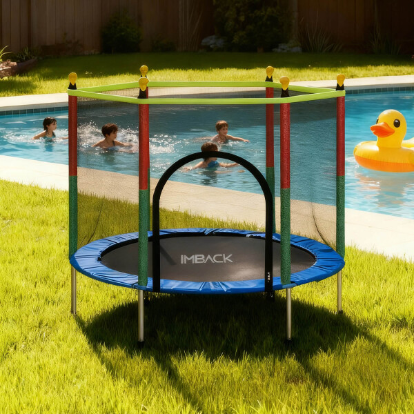 Cama Elastica de 1.40M Trampolin Saltarin con Red Proteccion y refuerzo seguridad IMBACK Color Azul Cama Elastica de 1.40M Trampolin Saltarin con Red Proteccion y refuerzo seguridad IMBACK Color Azul
