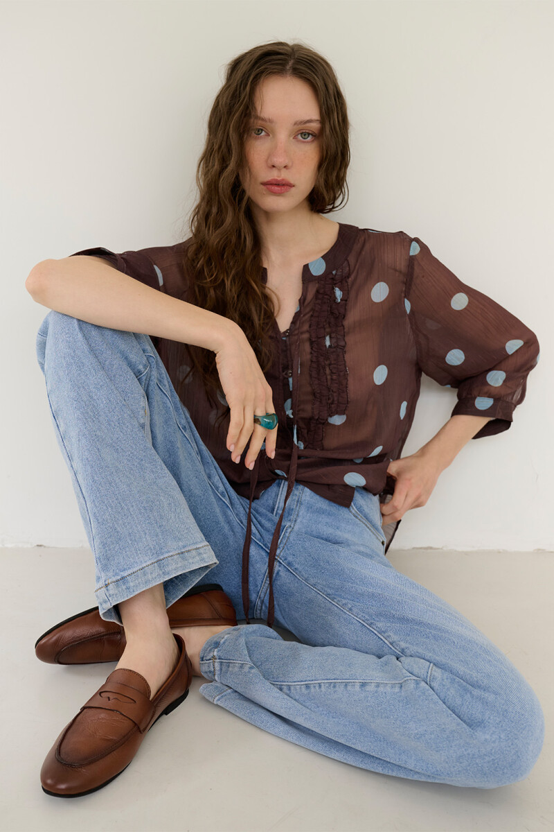 BLUSA DOT MARRON