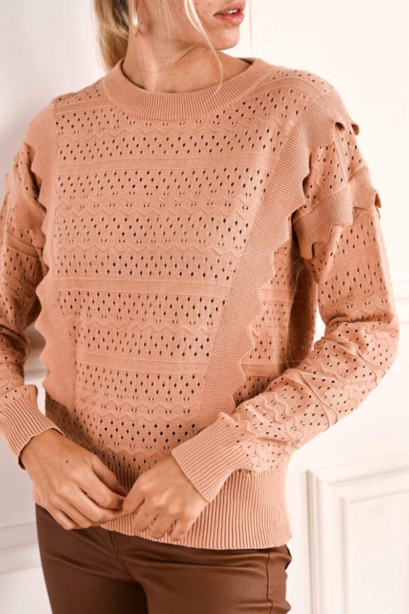 Sweater Textura Con Volado - Durazno 