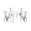 Juego de comedor mesa rectangular 120x80 + 4 Sillas Tolix Gris