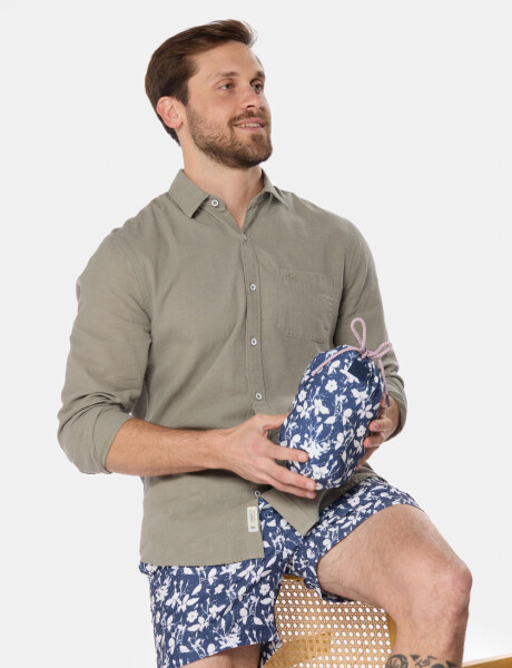 SHORT DE BAÑO ESTAMPADO Azul