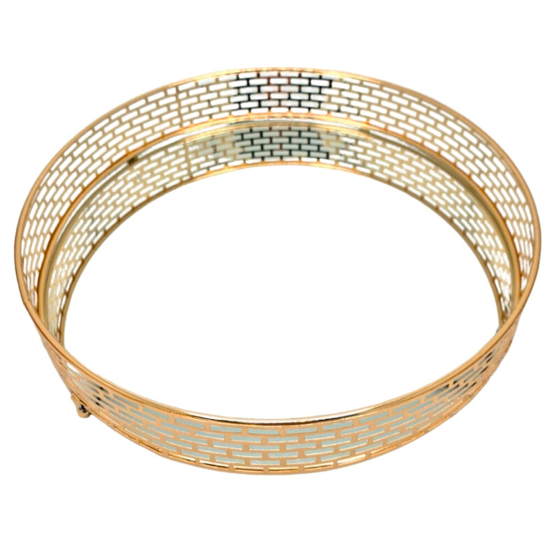Bandeja Metalica de 35CM Dorado C/ Espejo Bandeja Metalica de 35CM Dorado C/ Espejo