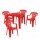 Set de Mesa 54x46cm y 4 Sillas infant Plást Resistente 40Kg Rojo