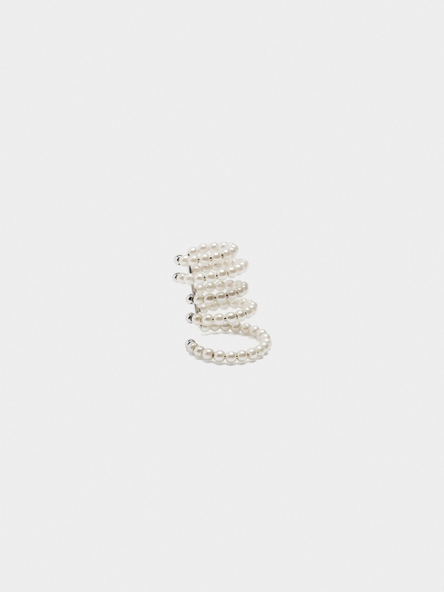 Earcuff Con Aros De Perlas blanco