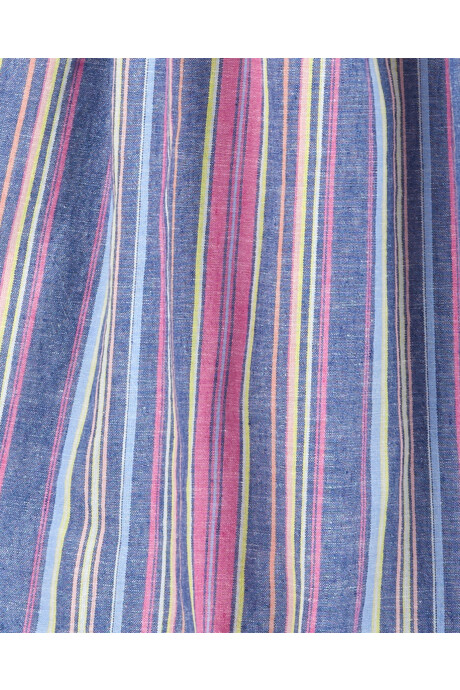 Vestido de lino con botones y diseño a rayas Sin color