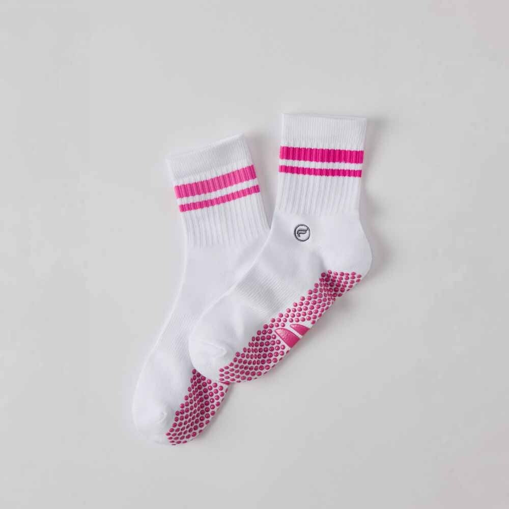 Medias The Powerhouse Quarter Crew Grip Sock Hombre Classic White/pink Crush Str