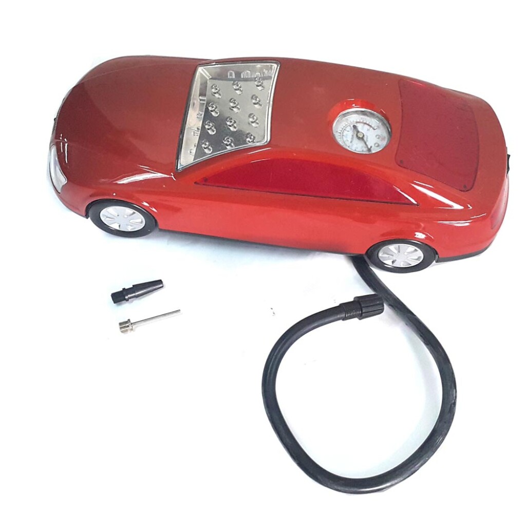 COMPRESOR DE AIRE - 12V 35PSI FORMA AUTOMOVIL CON LUZ LED -