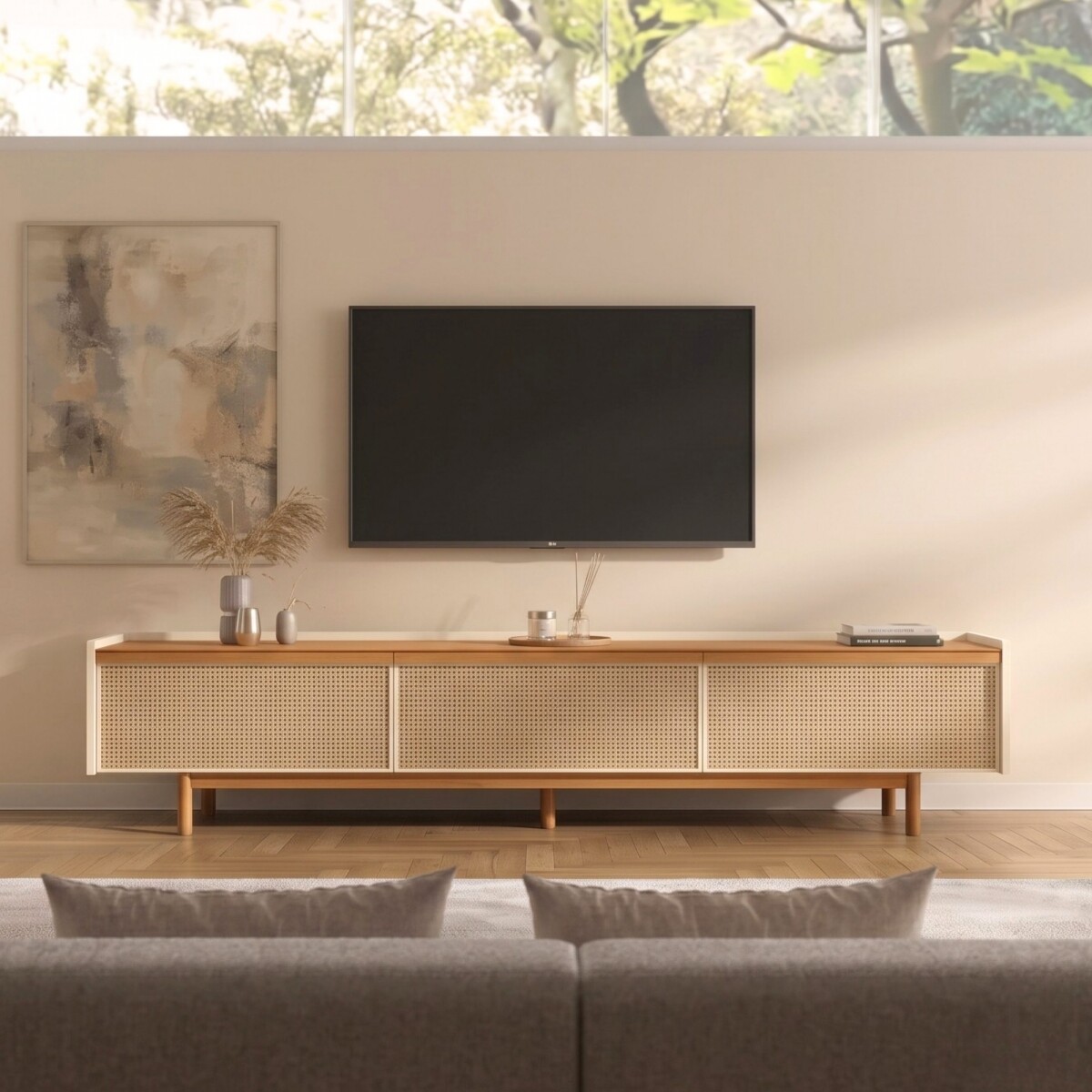Rack para TV Dune 2.2 - Linea Manhattan - Blanco/Natural 