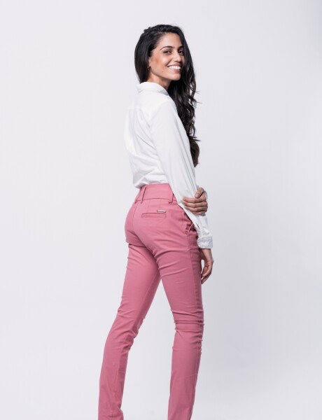 PANTALÓN DE GABARDINA SKINNY CORAL