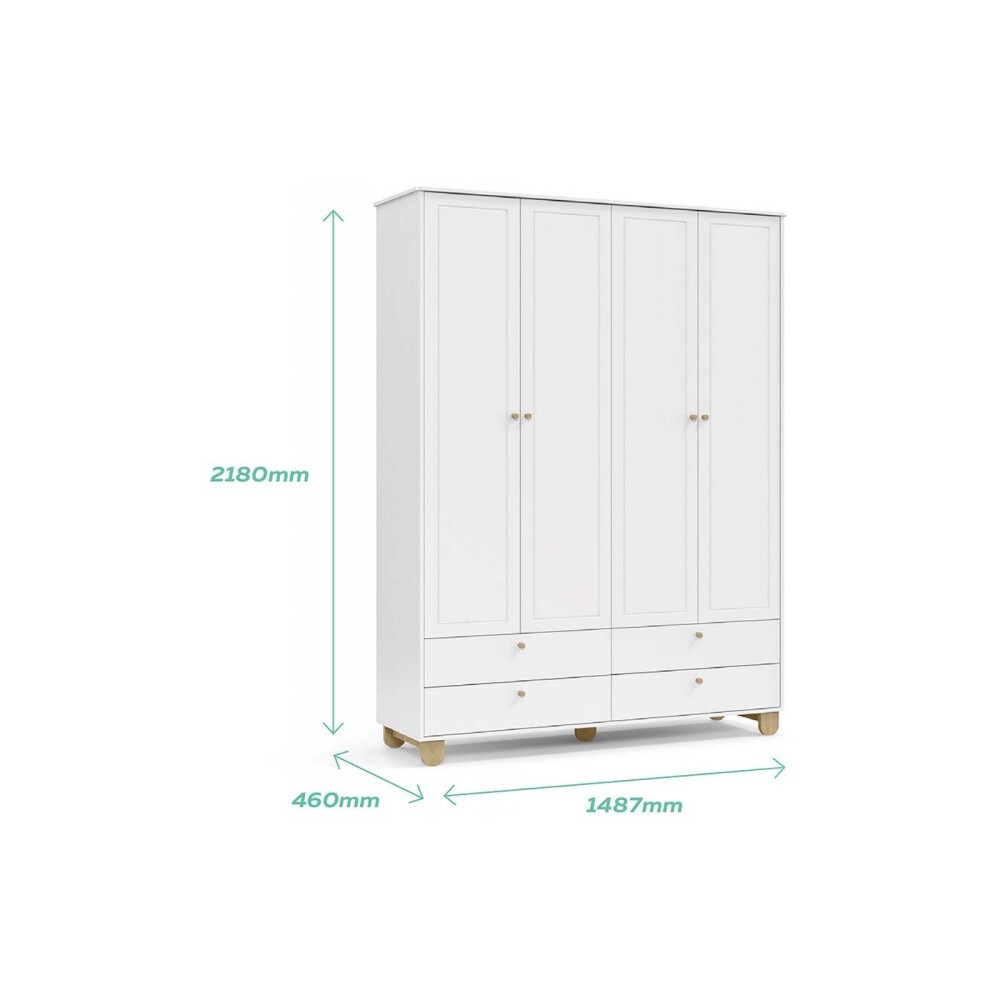PLACARD ROPERO 4 PUERTAS MDF-Y-MADERA NATURAL-BEIGE ZUPPY
