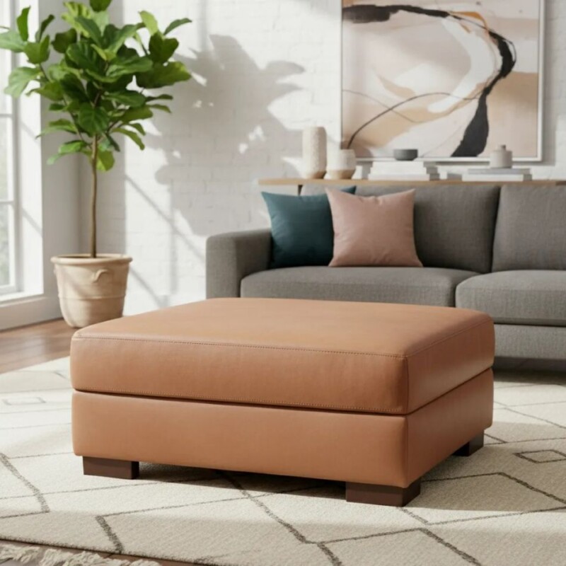 PUFF DOMINI OTTOMAN - 100% CUERO - MARRON PUFF DOMINI OTTOMAN - 100% CUERO - MARRON