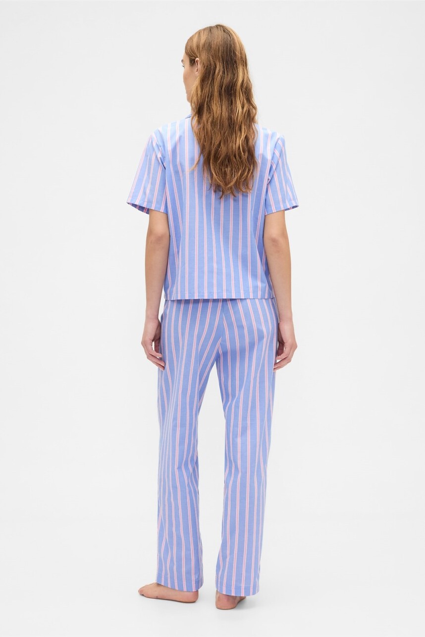Pijama Pantalón Poplin Mujer Blue Pink Stripe