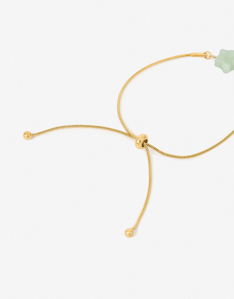 Pulseras Flexibles Piedra Pulsera De Acero Piedra Cuarzo - Dorado