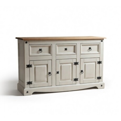 APARADOR BUFFET DE 3 PUERTAS 3 CAJONES MADERA MACIZA LÍNEA MEXICANA BLANCO