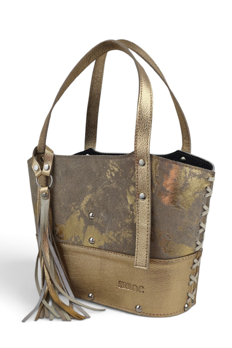 Matera de dama con trenzado dorado con beige