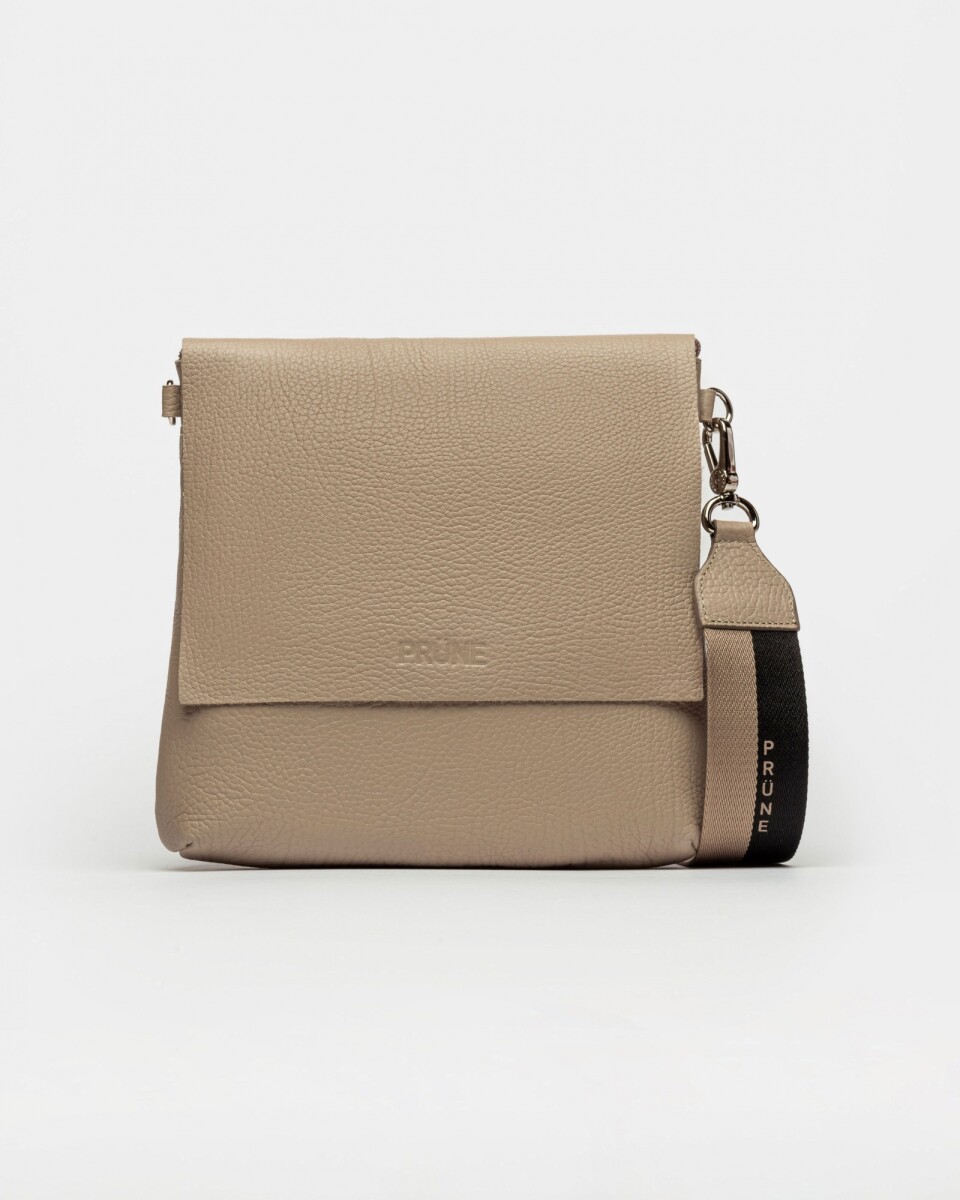 Bandolera Olivia En Cuero Graneado - Taupe 