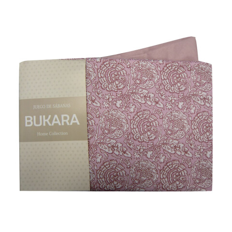 Juego Sábanas 1 Plaza Bukara 100% Microfibra 245 FLORES SALMON