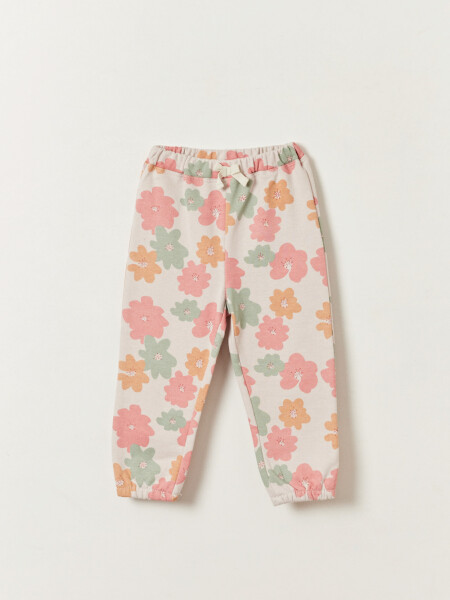 Pantalón deportivo Estampado Flores Crudo