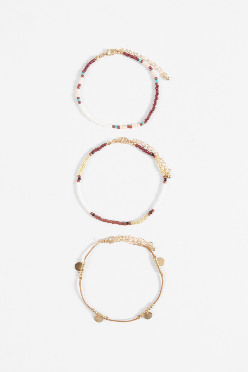 Tobillera triple multicolor