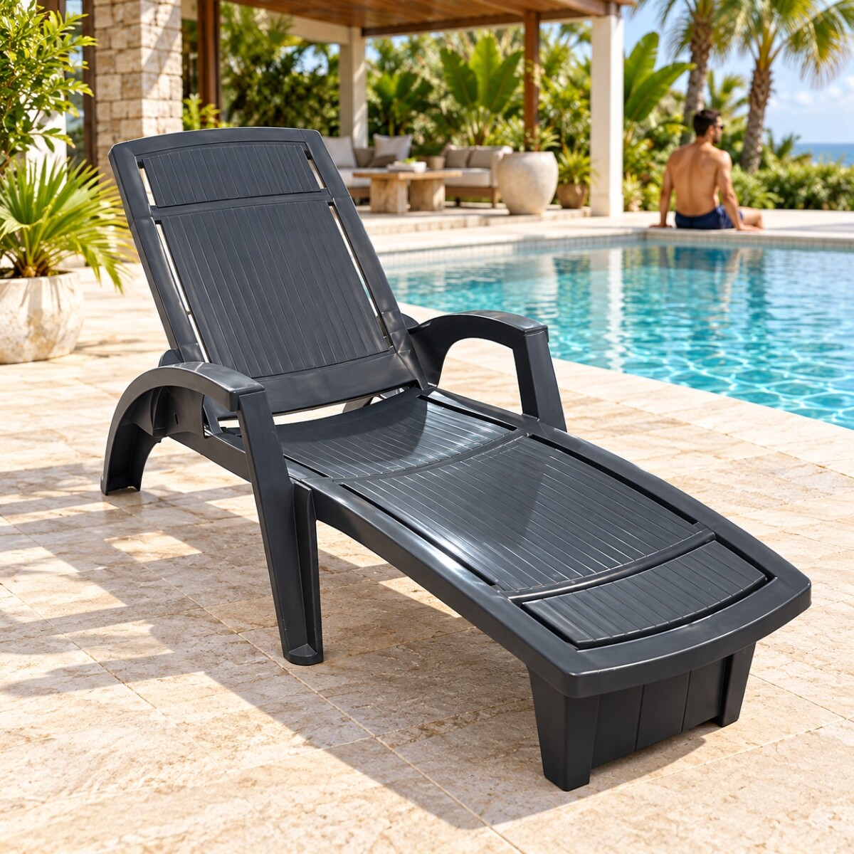 Reposera para piscina con posiciones - GRIS 