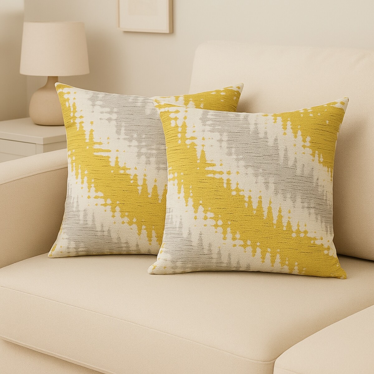 Set x2 funda de almohadones lisa 43 x 43 cm - RAYAS MOSTAZA 