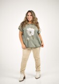 Blusa de algodón y lino VERDE
