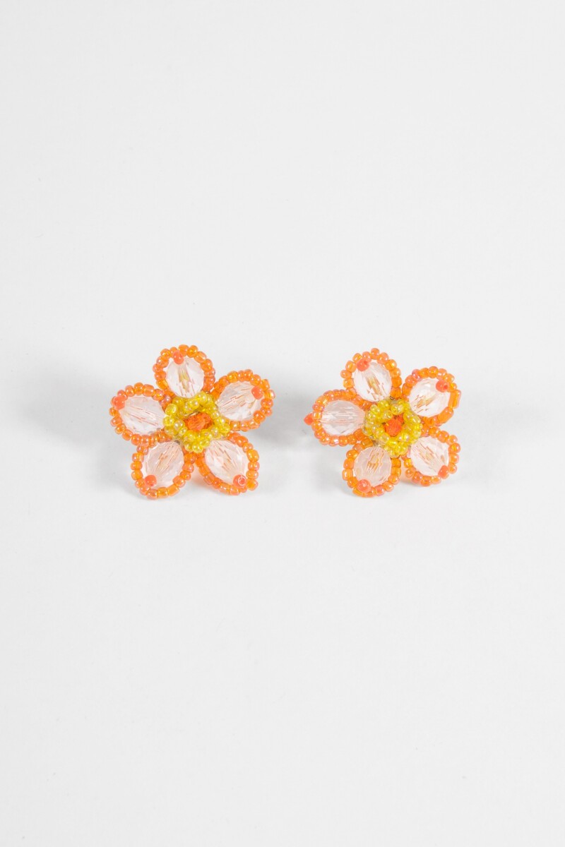 Caravanas pétalos mostacillas naranja