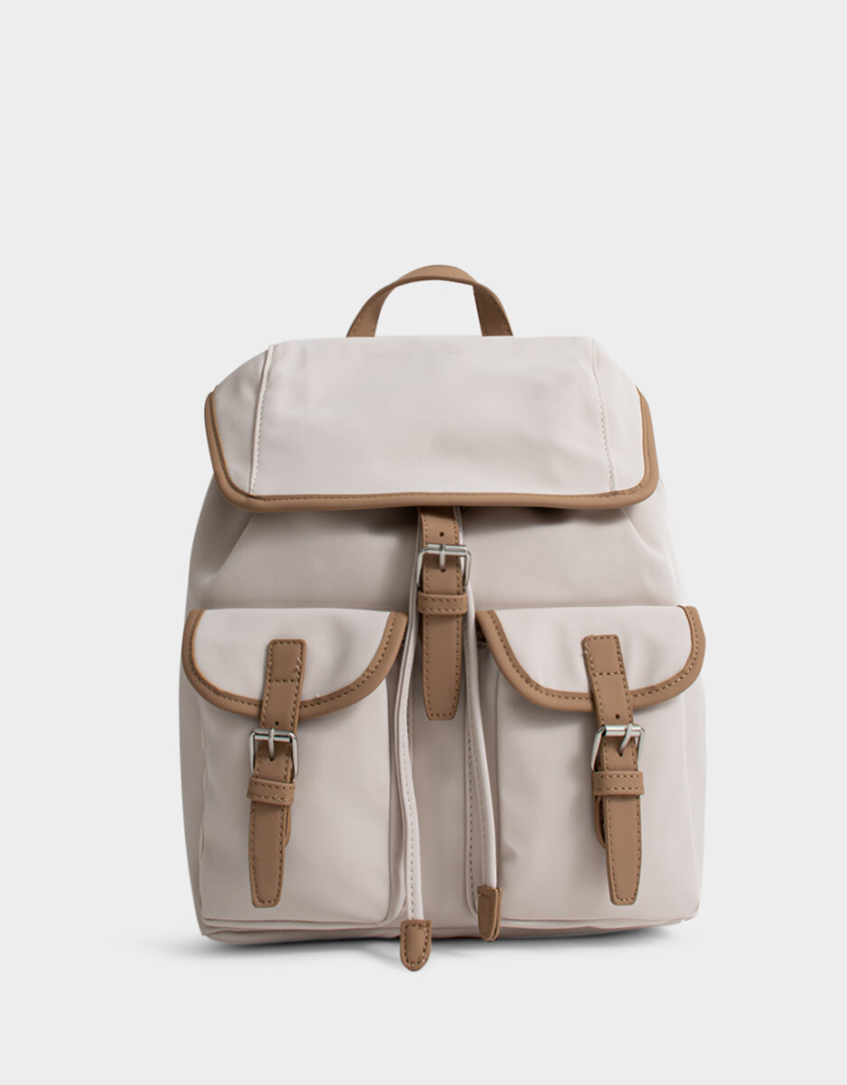 Mochila Con Solapa Beige "campus Club" 