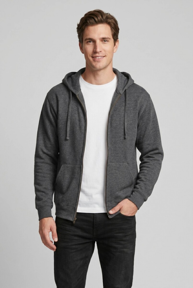Campera deportiva clásica con capucha - UNISEX - Gris melange oscuro 