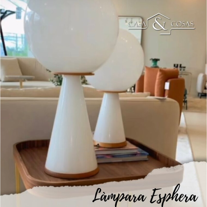 Lampara de Mesa Esfera en Madera Imbuia Lampara de Mesa Esfera en Madera Imbuia
