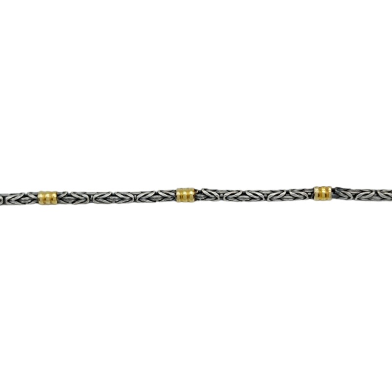 Pulsera Espiga-Plata y Oro-Sin Piedra-PU5084 sinpiedra