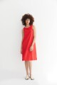 Vestido de lino con botones rojo