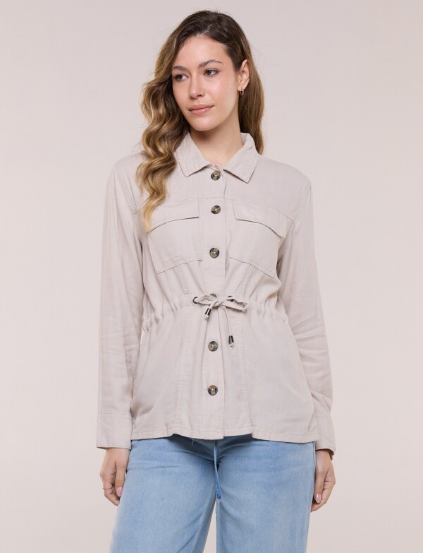 Sobrecamisa Utilitaria Con Cordón Ajustable BEIGE