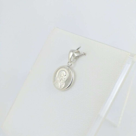 Medalla religiosa de plata 925 Virgen Niña cristal con manto Diámetro 12mm