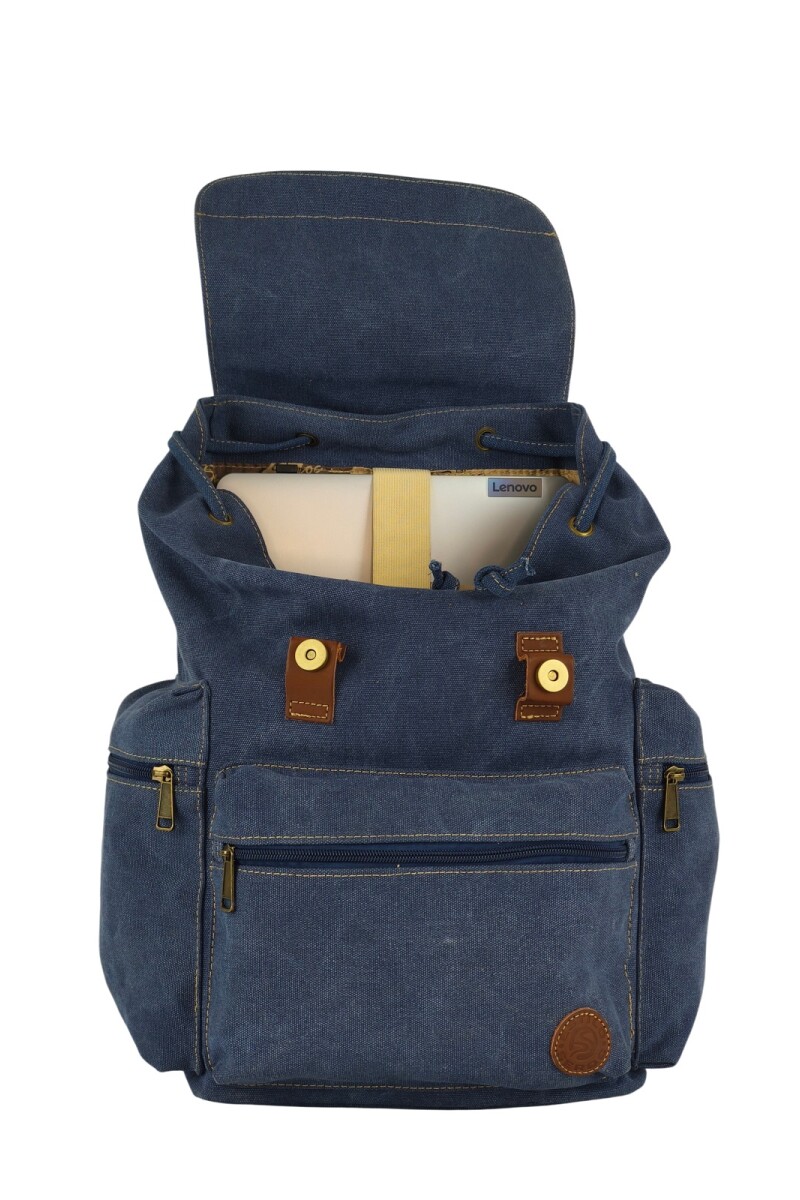 Mochila grande con bolsillos azul