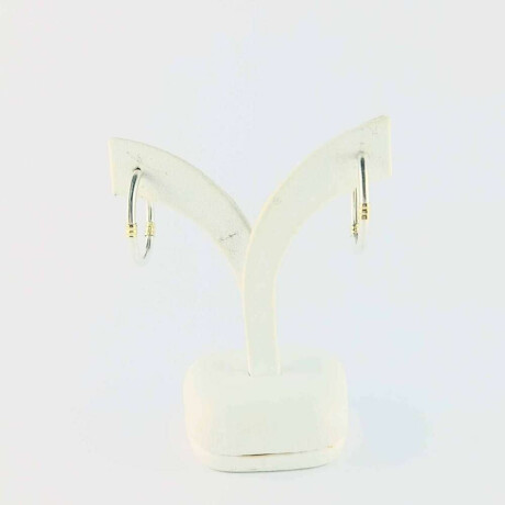 Par de aros de plata 925 y detalles en double de oro 18 Ktes