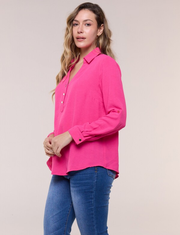 Blusa Holgada Triple Botón FUCSIA