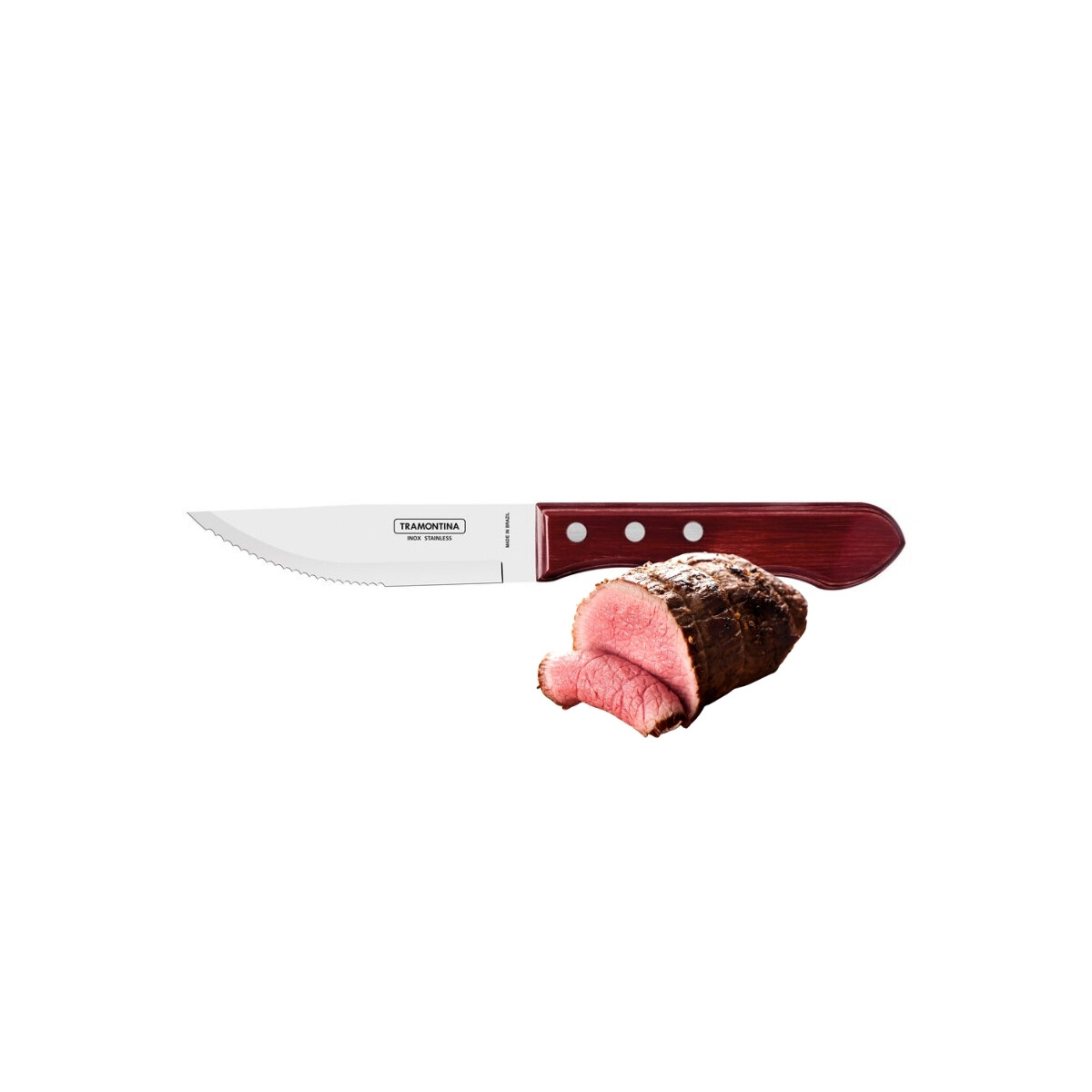 Cuchillo de Asado Yumbo 25 cm Polywood Acero Inoxidable Tramontina 