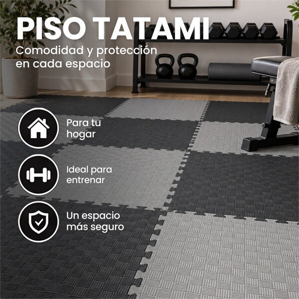 Piso Tatami Goma Eva Encastrable 1x1m 2cm Yoga Pesa Mancuer NEGRO GRIS