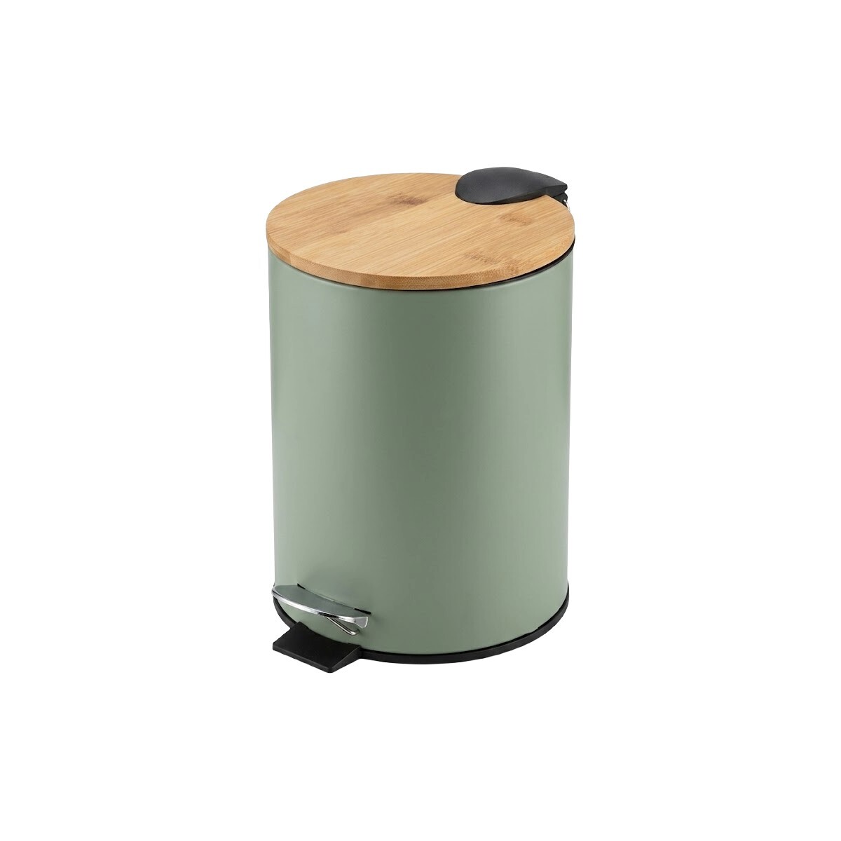 BASURERO METAL VERDE/BAMBU C/PEDAL 3L 