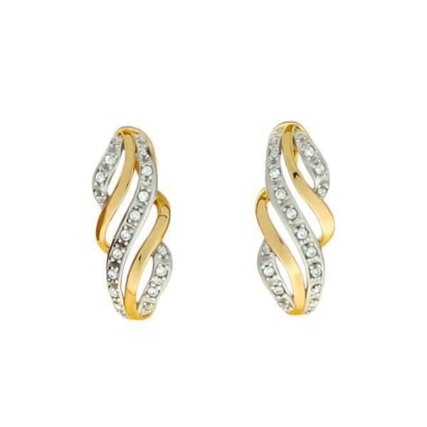 Caravanas Ondas oro- Oro bajo - Zirconia - CA8049 sinpiedra
