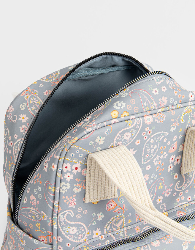 Mochilas Urbanas Estampados Mochila De Cuerina - Azul Celeste