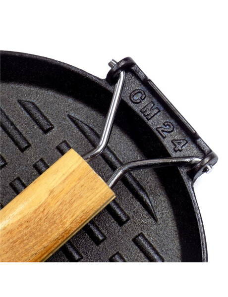PLANCHA GRIL REDONDA C/ MANGO MADERA D24CM HIERRO PLANCHA GRIL REDONDA C/ MANGO MADERA D24CM HIERRO