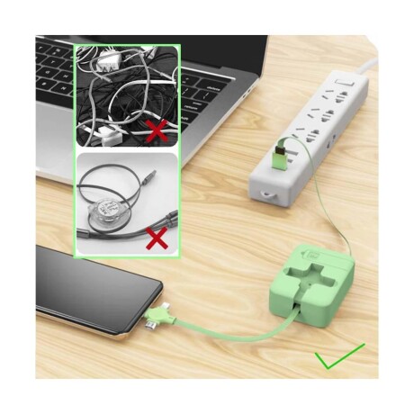 Soporte para Celular con Cable de Carga Retráctil 3 en 1 ROJO