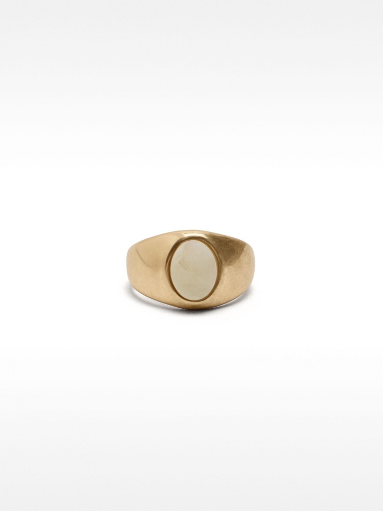 Anillo Ancho Con Detalle Ovalado blanco