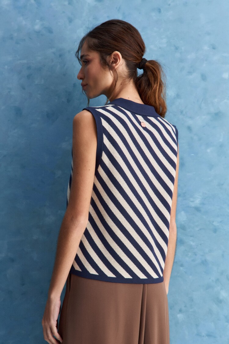 CHALECO GRETA Blanco/Azul