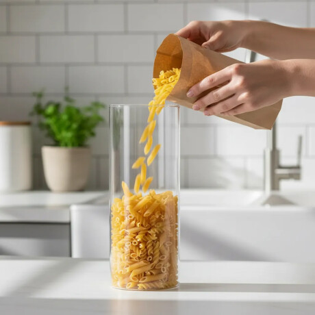 Frasco Recipiente Vidrio Tapa Madera Asa Transparente Transparente